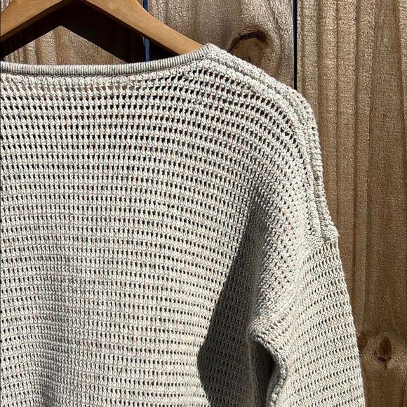 Madewell Women’s Cream with Orange Blue Thread V-Neck Long Sleeve Sweater Cotton - Picture 14 of 16